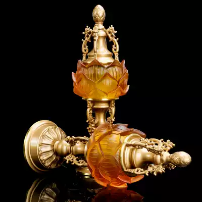 Ancient glass Buddha front lamp Buddha lamp led Changming lamp for Buddha lamp Lotus lamp Lotus lamp Pure Copper Buddha supplies