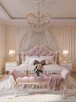 Luxurious French palace classical solid wood princess bed high-end European master bedroom 1 8m villa double bed wedding bed