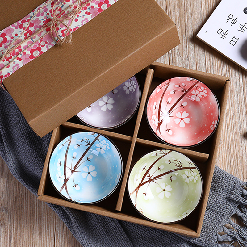 Set of Bowls, Single Dining Bowl, Ceramic Bowl and Chopsticks, Trendy Tableware, Gift Bowl Set, Boxed Gift Set, Japanese-Style Household Use