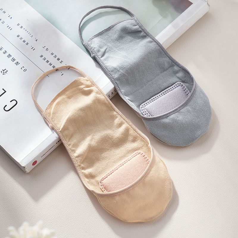 Women's Cotton No-Show Socks with Non-Slip Soles, Invisible Footbed Cushioning, Thin Summer Style for High Heels and Strappy Shoes