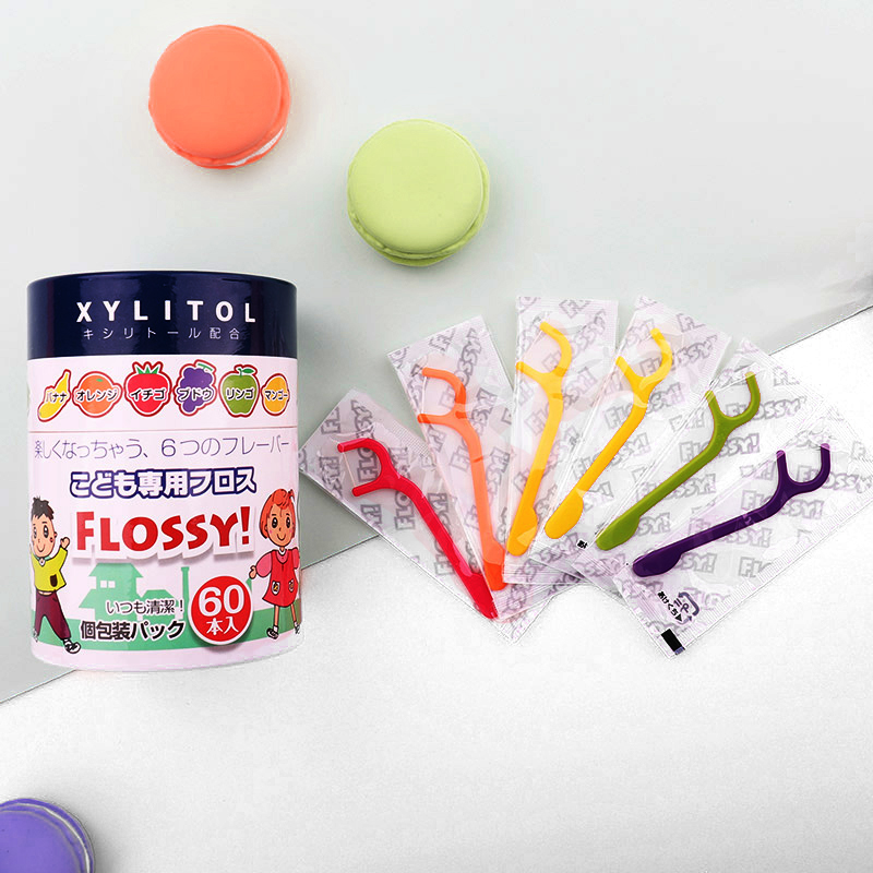 Baby special fine floss Japanese Flossy children floss stick safe and clean toothless fruit taste 60