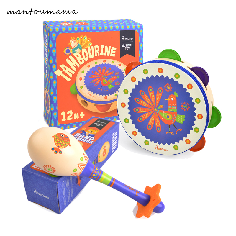 Mideer Baby Toy Orf Enlightenment Instrument Ball Drumm Shammer Children Wooden Enlightenment