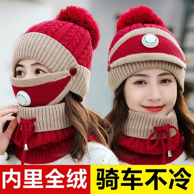 Winter cold mask warm hood windproof hat female electric vehicle riding equipment face protection ear scarf full face mask