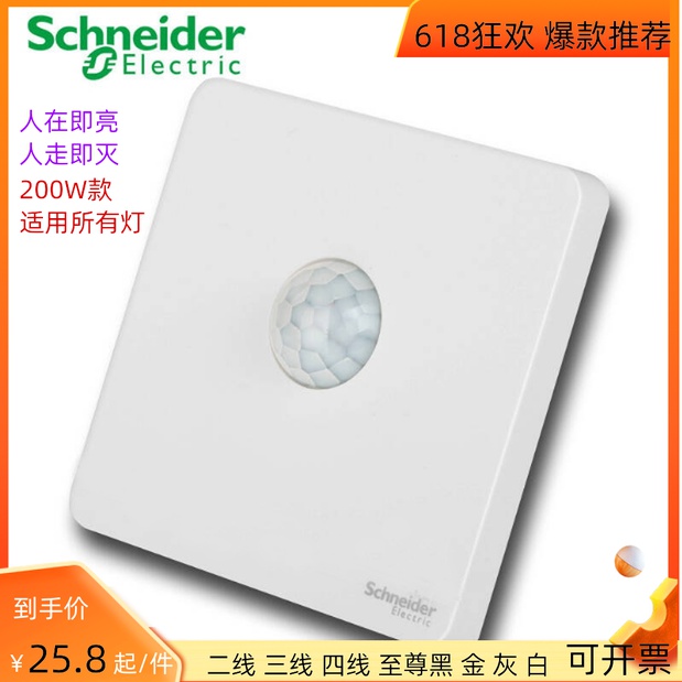 Schneider Human Sensing Switch Hotel Hallway Aisle Infrared Smart Light Control Induction 86 Type Embedded-Taobao