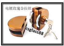 Glass door lock center non-opening rose gold brushed frameless glass door double door single door single door single garden round latch lock