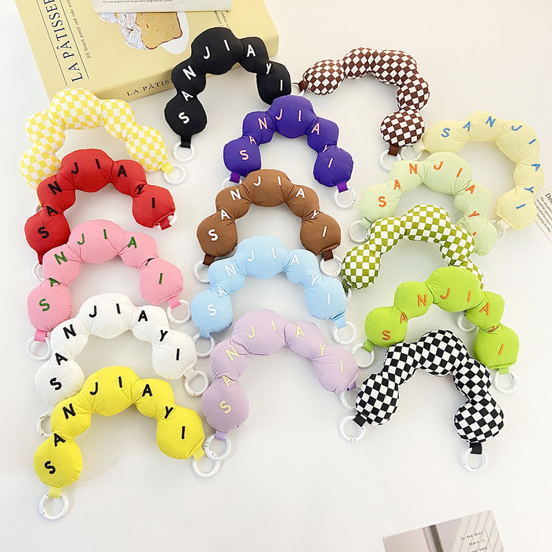 Cotton-Filled Wrist Strap Handle Personalized Phone Case Small Bag Simple Embroidered Letter Wrist Strap Accessory Handle Cotton-Filled Wrist Strap Handle Personalized Phone Case Small Bag Simple Embroidered Letter Wrist Strap Accessory Handle
