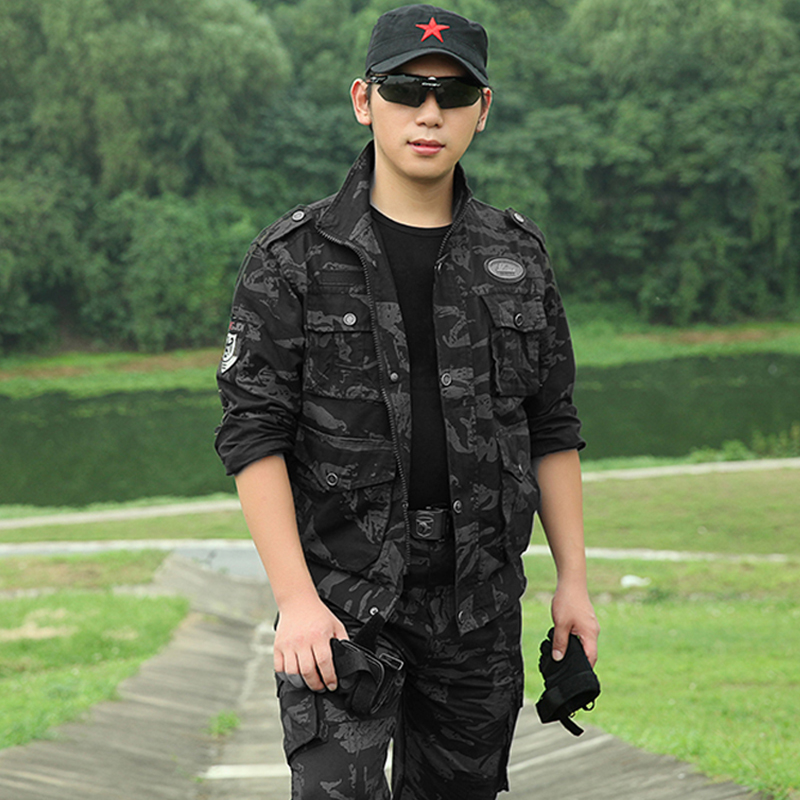 Autumn and winter thickened black eagle camouflage wear-resistant suit Men's and women's tooling Labor protection clothing Tactical clothing Security wear-resistant overalls