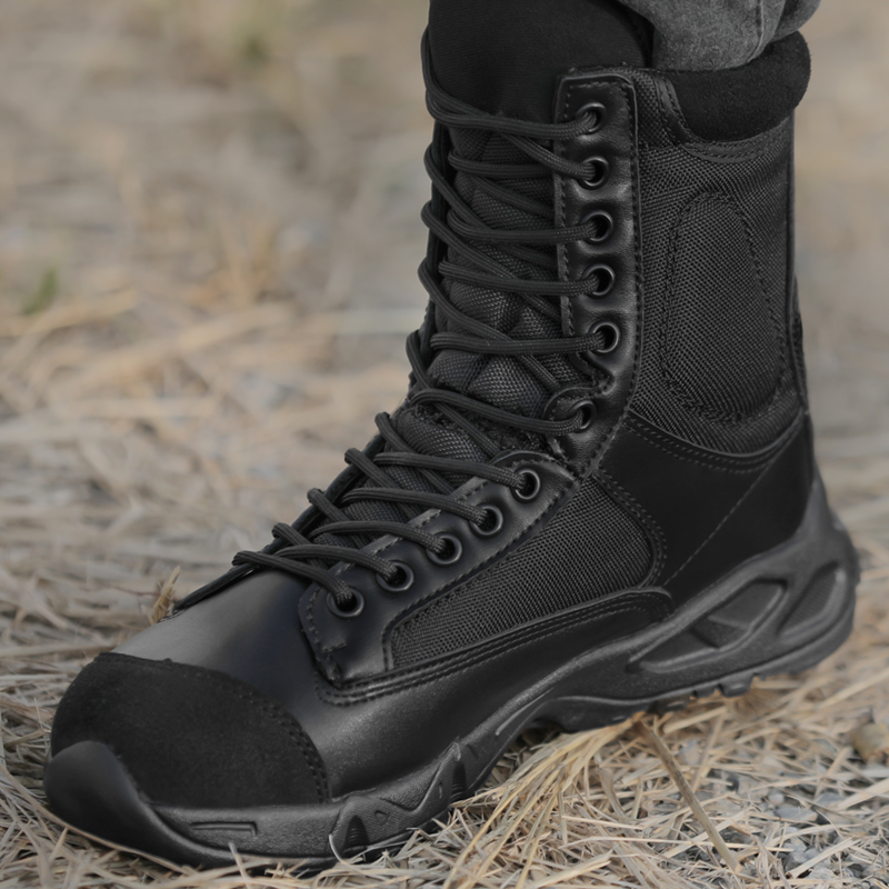 Shield Groom High Cylinder Black Mountaineering Boots Light Weight Boots Shock Absorbing Wear and Tactical Shoe Special Boots Male breathable Land Warfighting boots