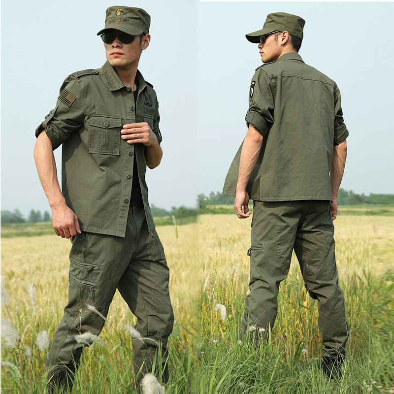 Military fans 101 air drop Division camouflak suit men's thickened work suit Outdoor Tactical clothes pure cotton Lawless clothing