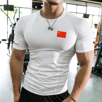 Tights Mens short-sleeved quick-drying fitness clothes High elastic sports T-shirt Running muscle training personal trainer top