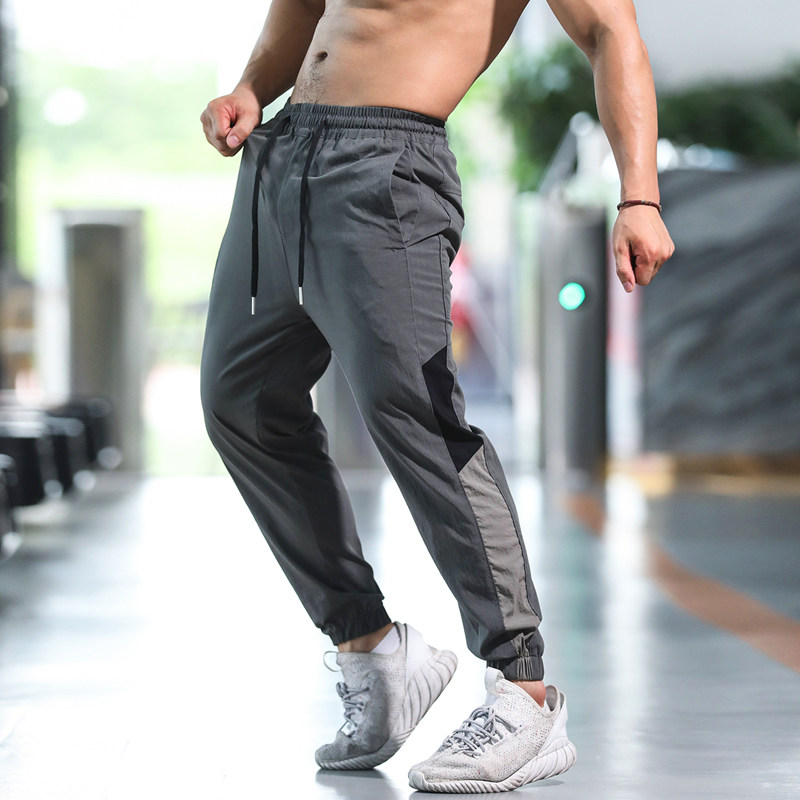 Sports pants male summer slim fit elastic small foot close-up loose breathable running muscle training casual gym pants tidal surgings