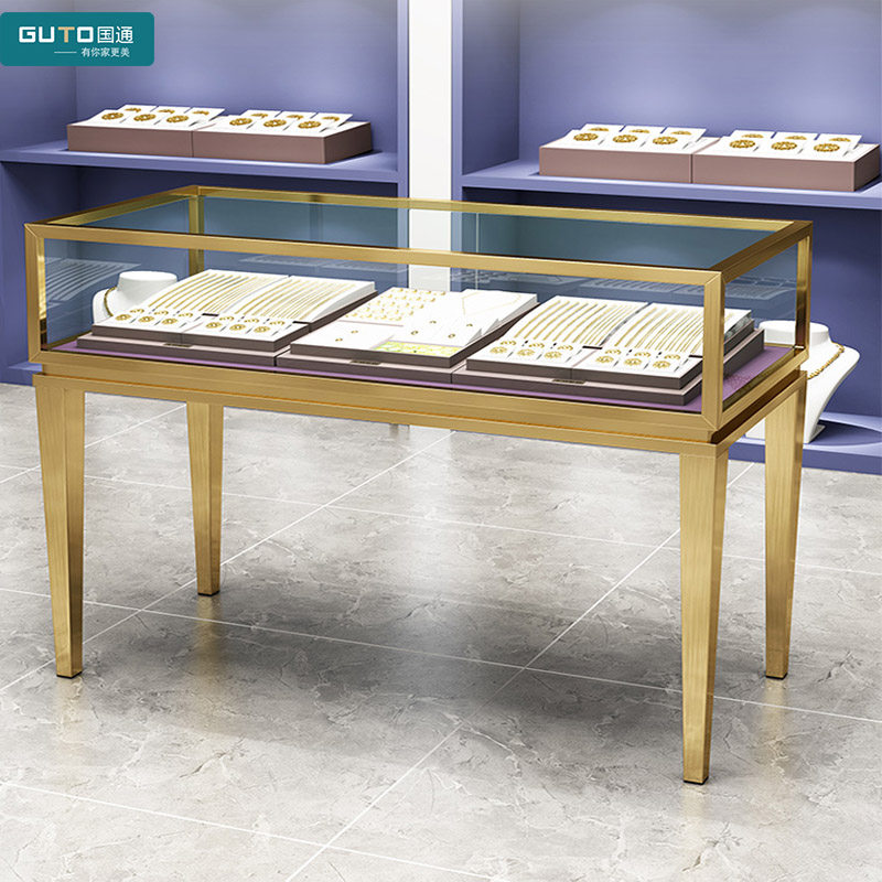 Guotong Jewelry Exhibition Cabinet Ornament Counter Glass Exhibition Cabinet Antique Jade Minimalist Display Cabinet Boutique Jewelry Exhibition Cabinet