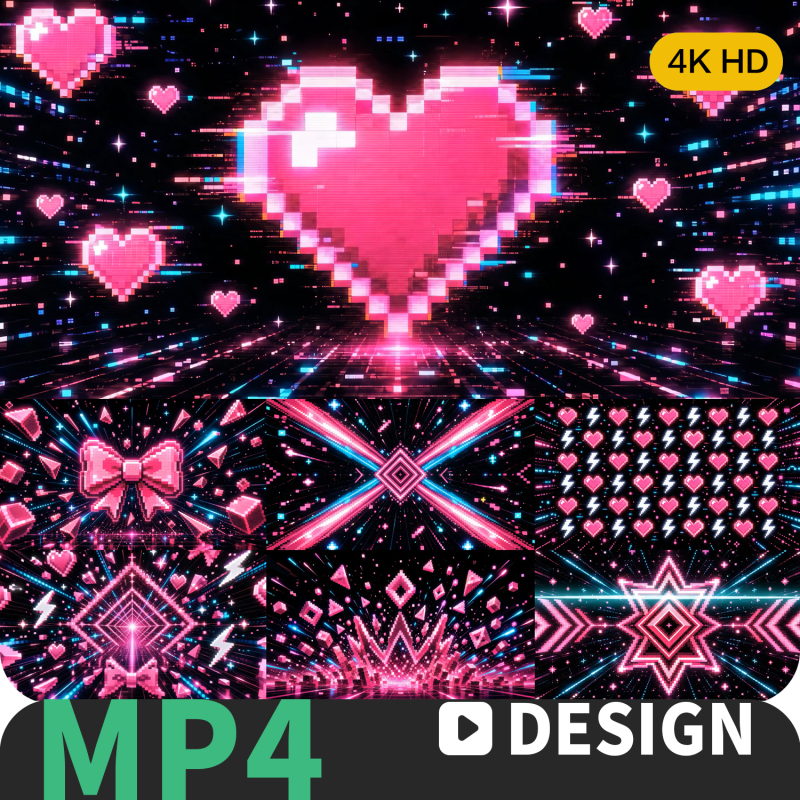 4K Dynamic Pixel Style Pink Heart Neon Tunnel Girl Group Valentine's Day Bar Vj Stage Background Video Material 4K Dynamic Pixel Style Pink Heart Neon Tunnel Girl Group Valentine's Day Bar Vj Stage Background Video Material