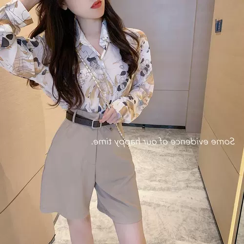 Универсальная шифоновая рубашка, универсальный ремень, штаны, комплект, 2020, в западном стиле, защита от солнца, высокая талия, по фигуре