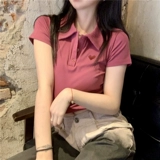 Летняя одежда, сексуальная брендовая футболка, высокая талия, в западном стиле