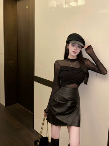 Осенний сексуальный приятный телу лонгслив, юбка, штаны, высокая талия