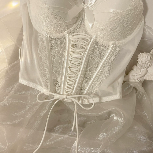 Майка топ, сексуальный кружевной корсет, V-образный вырез