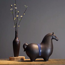 New Chinese metal black glaze ceramic Tangma home modern creative living room entrance coffee table Bogu frame soft decoration