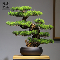 New Chinese style simulation welcome pine green plant bonsai living room entrance TV cabinet Home decoration soft decoration model room jewelry