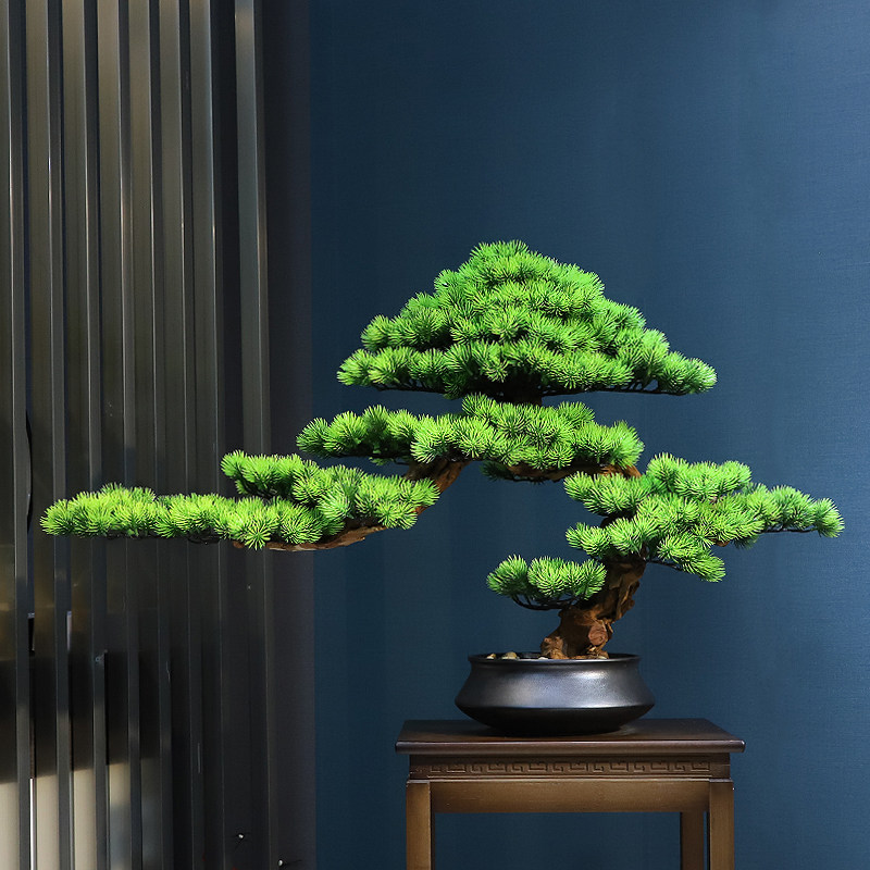 Simulation Greet Guest Loose Green Planting Zen new Chinese solid wood Bonsai Living room Bogurack Office Soft fitting light and luxurious swing piece