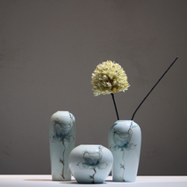Jingdezhen small vase modern creative hand-painted three-piece set living room coffee table decoration soft pottery handmade jewelry