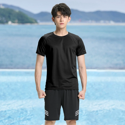 Мужской купальник, комплект, штаны для плавания, свободный крой, защита от солнца