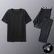 Чистый черный короткий рукав+брюки с черными брюками