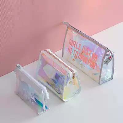 ins Wind cosmetic bag net red same small portable Korean simple cute girl soft girl heart soft girl supplies storage bag