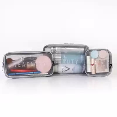 Travel cosmetic bag small portable Korean simple large capacity transparent mesh girl heart holding storage wash bag
