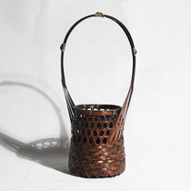 Bingzhu Bamboo jewelry hand-woven bamboo basket bamboo flower pot portable flower arrangement flower pot hollow flower basket