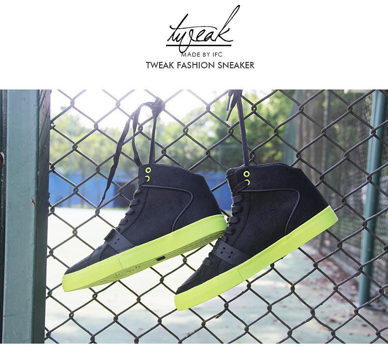 Tweak Twick mùa xuân và mùa thu giày nam khóa khóa dày vải thường giày da trang trí giày cao - Giay cao giày thể thao nam sneaker