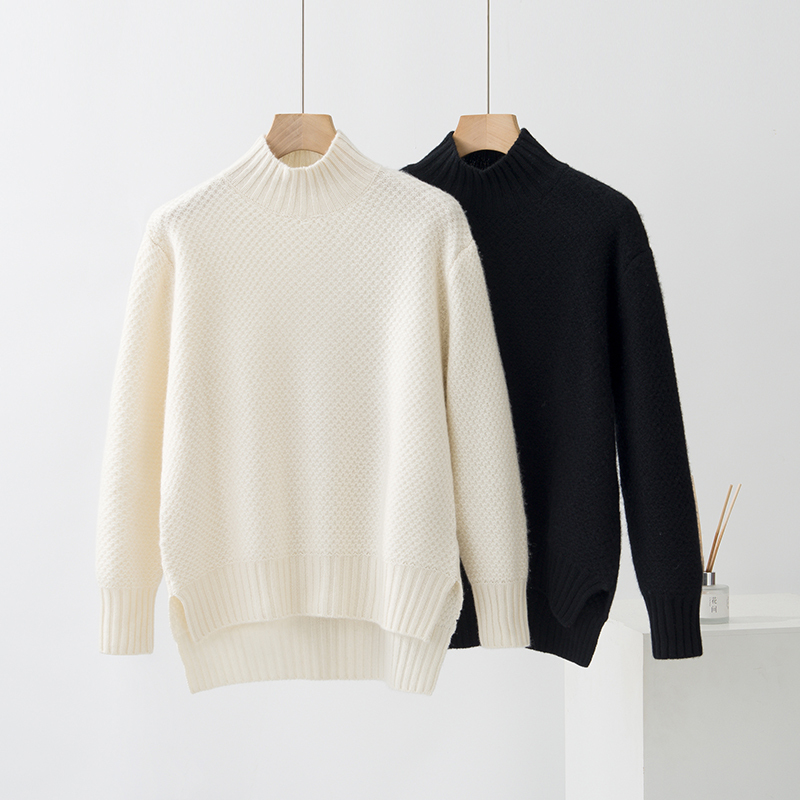 Minimalist Style 100% Pure Cashmere Sweater for Women, Half-Turtleneck Pullover, Thick Knit Sweater, Versatile, French Designer Brand Order Minimalist Style 100% Pure Cashmere Sweater for Women, Half-Turtleneck Pullover, Thick Knit Sweater, Versatile, French Designer Brand Order