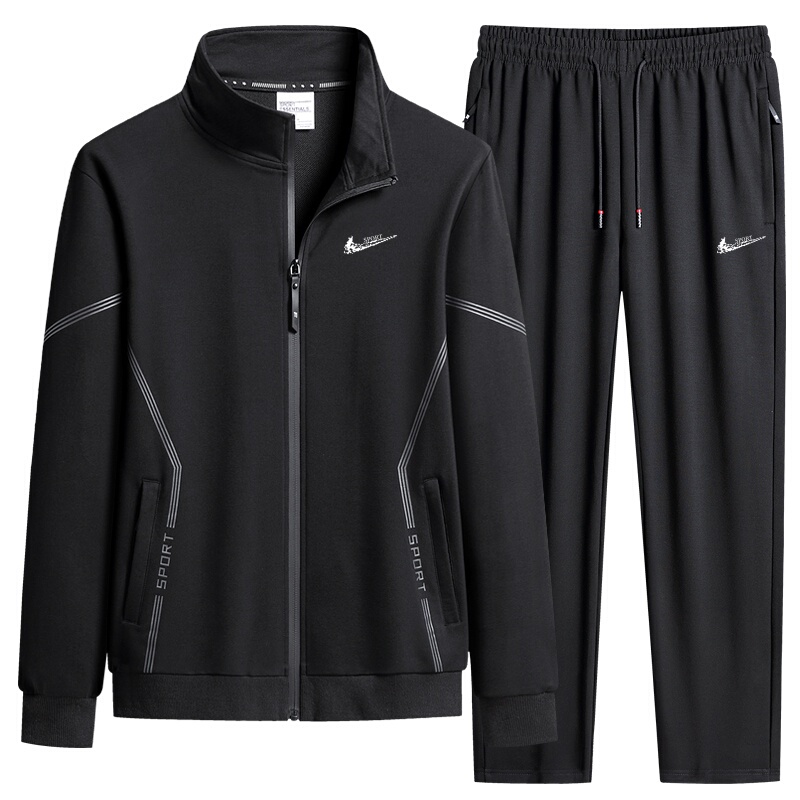 Niketon Pure Cotton Sports Suit Men's 2025 New Spring and Autumn Large Size Stand-Up Collar Cardigan Jacket and Sweatpants Two-Piece Set Niketon Pure Cotton Sports Suit Men's 2025 New Spring and Autumn Large Size Stand-Up Collar Cardigan Jacket and Sweatpants Two-Piece Set