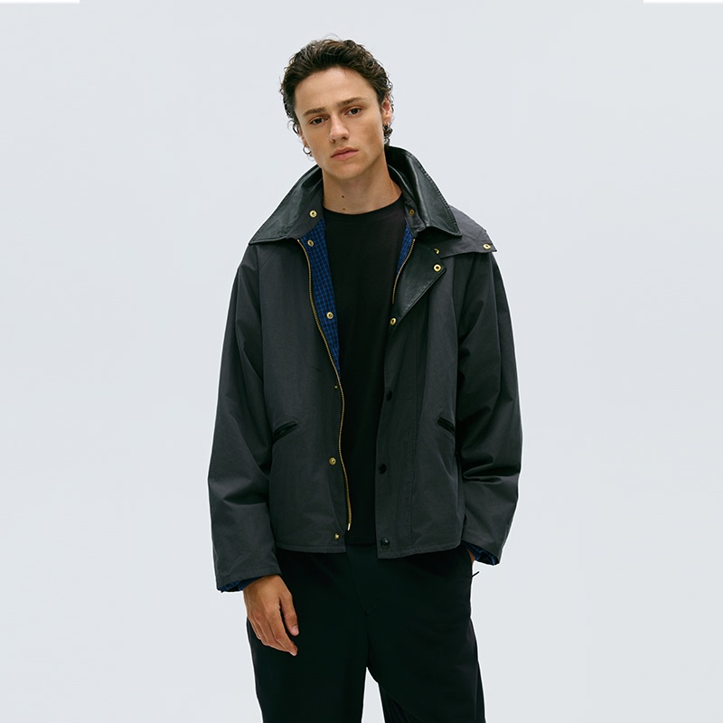 Space Out Function Barn Style Harrington Hunting Waterproof Leather Collar Jacket