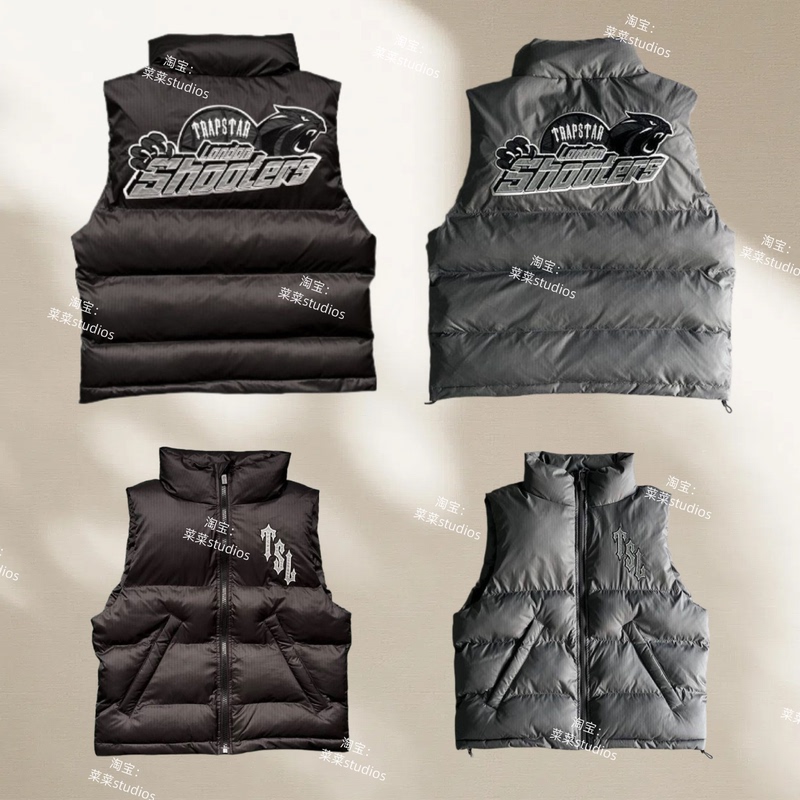 Cross-Border Trapstar Embroidered Tiger Head Vest Cotton Jacket Ukdripdrill American Street Style European and American Hip-Hop Vest