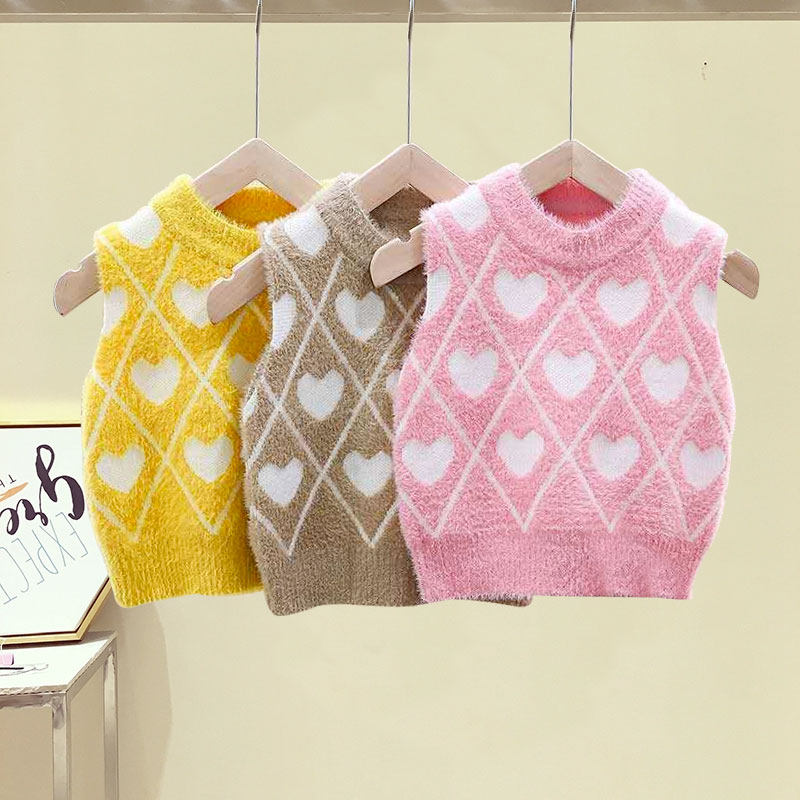 Boys and girls dress new Han Edition baby swing horse-beat mink shoulder shoulder child warm vest pie