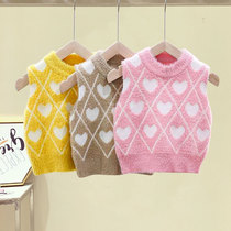 Male and female childrens autumn clothes new Korean version small baby round collar waistcoat waistcoat Shoulder Kid Warm Vest Ocean Qi