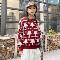 Childrens clothes girls fall blouses 2021 new little girls CUHK child foreign air cute long sleeves Christmas tree sweater