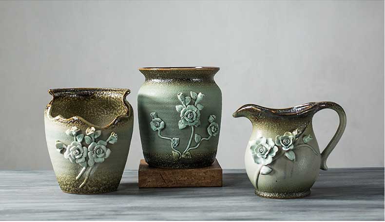 Xin Miao sáng tạo chậu hoa gốm đơn giản thịt hoa chậu cũ cọc chậu hoa lớn bình hoa - Vase / Bồn hoa & Kệ chậu đất