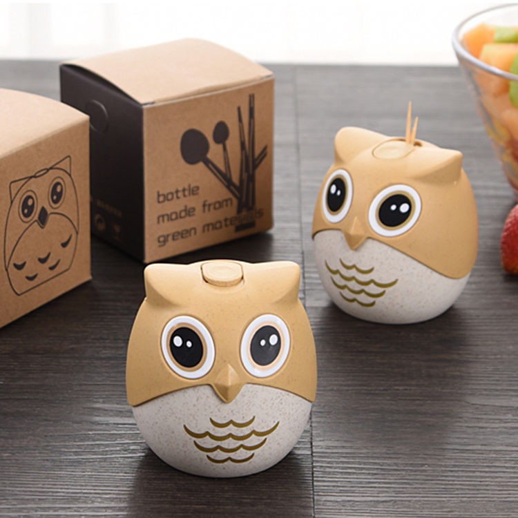 Net Red Nordic Wheat Straw Toothpick Cartridge Creative Home Dining Room Cute Owl Manual Toothpick Pot