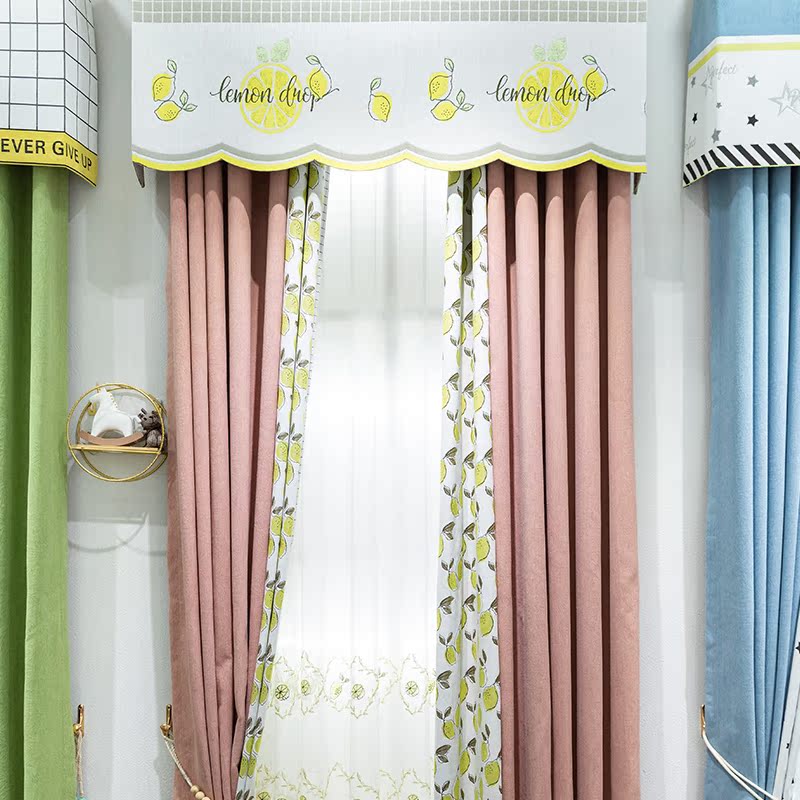 Brief modern 2020 new seamless splicing curtains small frescoed living-room bedroom field wind shading curtain floor window