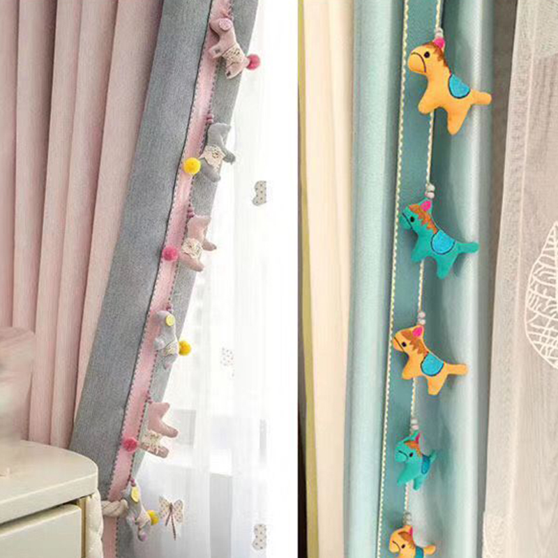 New cartoon pony curtain lace pink children's room decoration accessories original ins lace zero cut