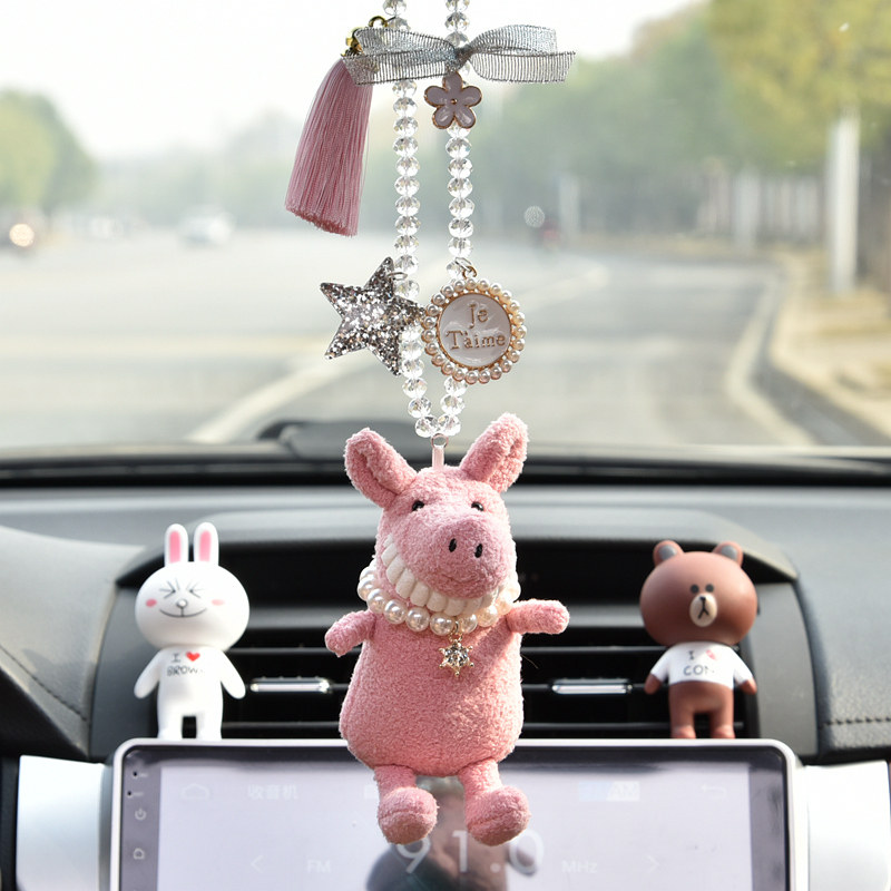 Car pendant creative cute cartoon male piglet car pendant car mirror pendant Korean cute plush