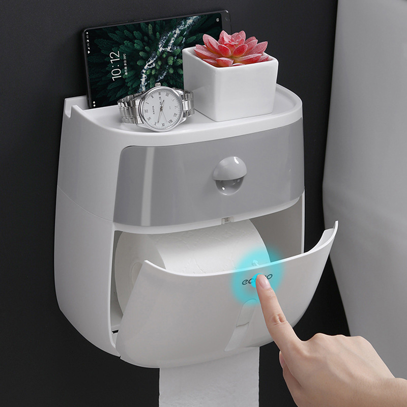Toilet Paper Box Makeup Room Paper Towels Toilet Paper Shelve Toilet Home Free Punch Creativity Waterproof Extractable Toilet Paper Drum Toilet Paper Silo