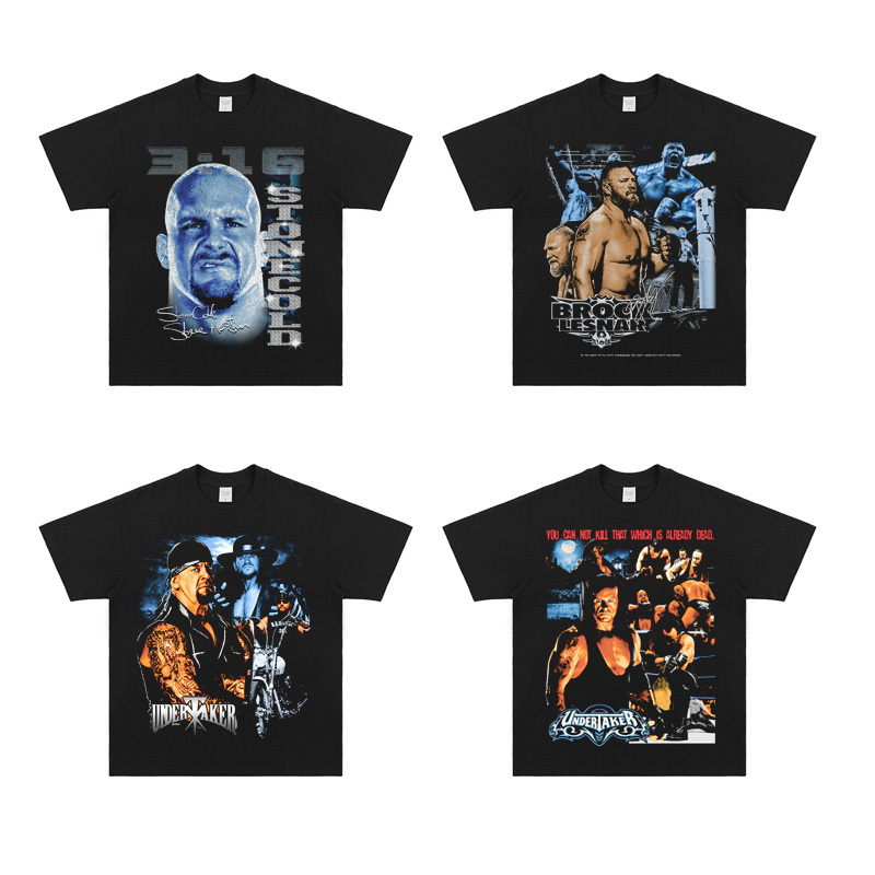 Wwe Professional Wrestler Brock Lesnar Printed Short-Sleeved American-Style Loose T-Shirt Austin Top