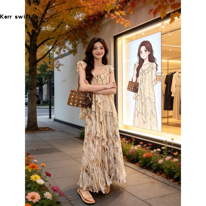 Kerr Swift High-End Maternity Skirt Summer 2026 Printed Embroidered Pleated Versatile Maternity Skirt Lower Body