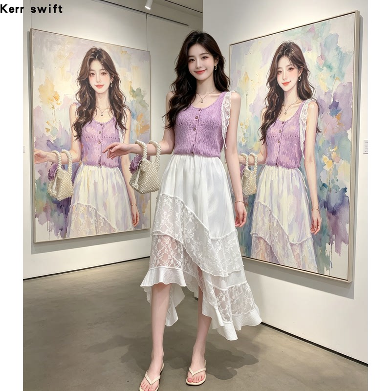 Kerr Swift Irregular Maternity Skirt Summer New Style Lace Splicing High-End Adjustable Half Skirt