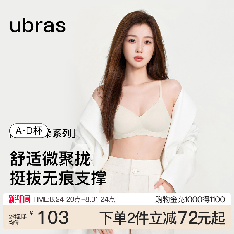 Yu Shuxin's Same Style Ubras Small Chest Push-Up Seamless Invisible Foundation Bra Summer Thin Side Breast Collection Bra for Women