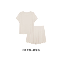 [Женские полотняные ткани] Шорты с короткими рукавами — мальтовый цвет