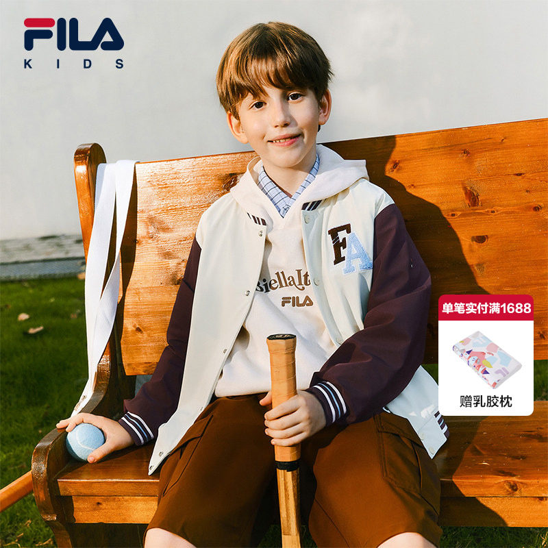 FILA children's clothing jacket 2026 spring new men's and large children's outdoor sports loose baseball uniforms